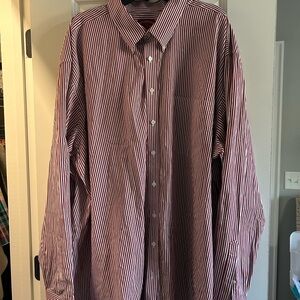 Men's Red and White Striped Button Down Shirt